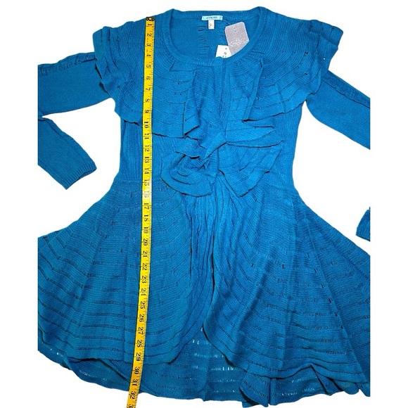 $198 Anthropologie Vintage Ridged Ruffles Cardi Small Skirted Sweater LeifNotes - Picture 11 of 16